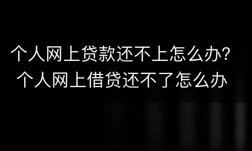 个人网上贷款还不上怎么办？ 个人网上借贷还不了怎么办