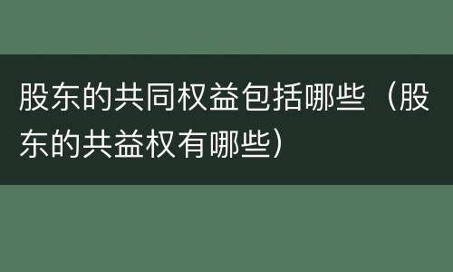 股东的共同权益包括哪些（股东的共益权有哪些）