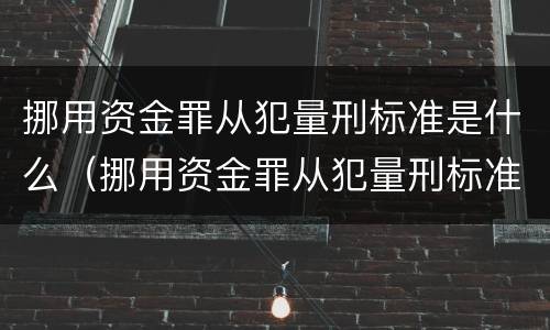 挪用资金罪从犯量刑标准是什么（挪用资金罪从犯量刑标准是什么）