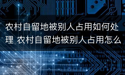 农村自留地被别人占用如何处理 农村自留地被别人占用怎么样要回