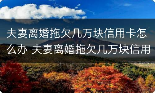夫妻离婚拖欠几万块信用卡怎么办 夫妻离婚拖欠几万块信用卡怎么办理