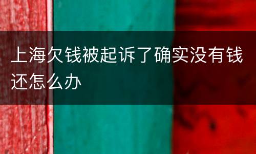上海欠钱被起诉了确实没有钱还怎么办