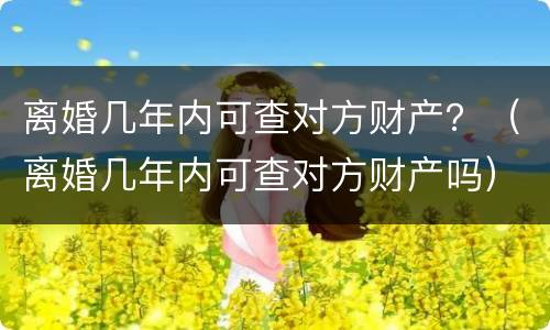 离婚几年内可查对方财产？（离婚几年内可查对方财产吗）