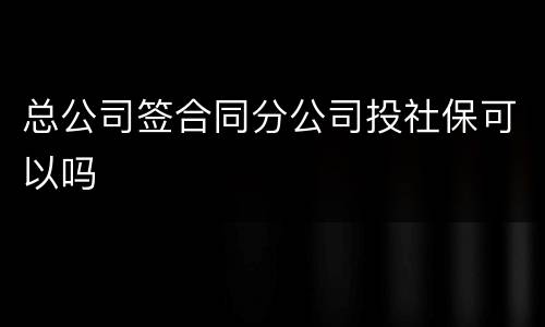 总公司签合同分公司投社保可以吗