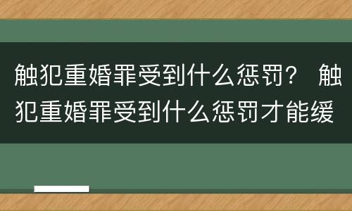 触犯重婚罪受到什么惩罚？ 触犯重婚罪受到什么惩罚才能缓刑
