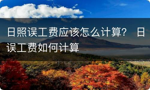 日照误工费应该怎么计算？ 日误工费如何计算