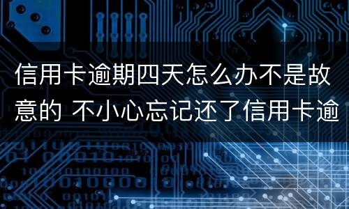 信用卡逾期四天怎么办不是故意的 不小心忘记还了信用卡逾期4天怎么办
