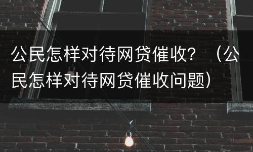 公民怎样对待网贷催收？（公民怎样对待网贷催收问题）