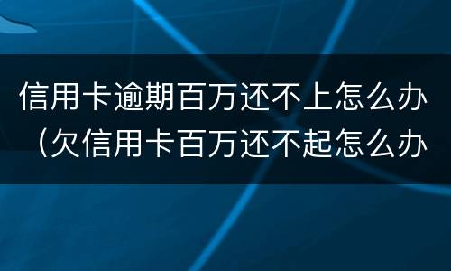 信用卡逾期百万还不上怎么办（欠信用卡百万还不起怎么办）