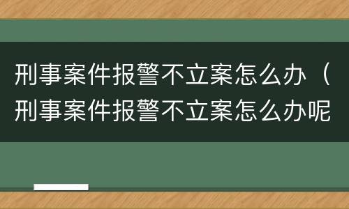 刑事案件报警不立案怎么办（刑事案件报警不立案怎么办呢）