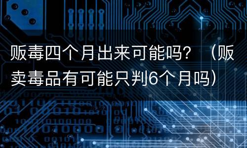 贩毒四个月出来可能吗？（贩卖毒品有可能只判6个月吗）