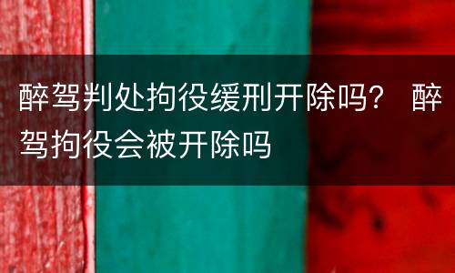 醉驾判处拘役缓刑开除吗？ 醉驾拘役会被开除吗