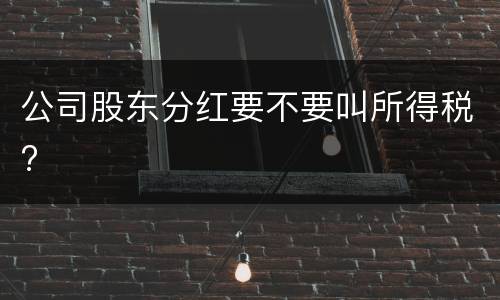 公司股东分红要不要叫所得税?