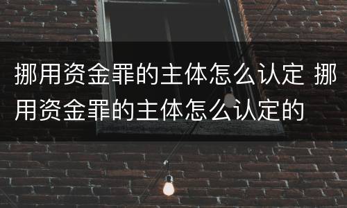 挪用资金罪的主体怎么认定 挪用资金罪的主体怎么认定的