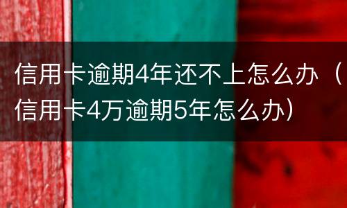 信用卡逾期4年还不上怎么办（信用卡4万逾期5年怎么办）