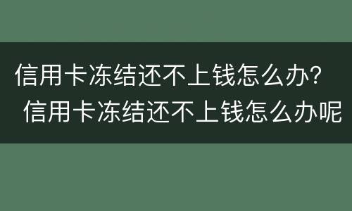 信用卡冻结还不上钱怎么办？ 信用卡冻结还不上钱怎么办呢