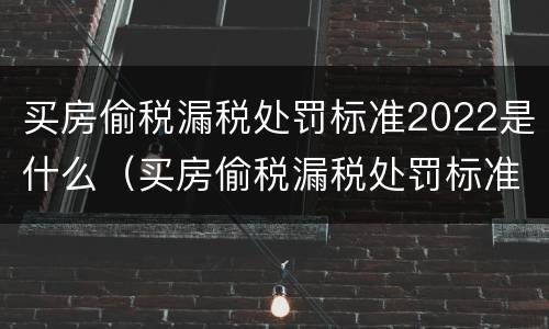 买房偷税漏税处罚标准2022是什么（买房偷税漏税处罚标准2019）