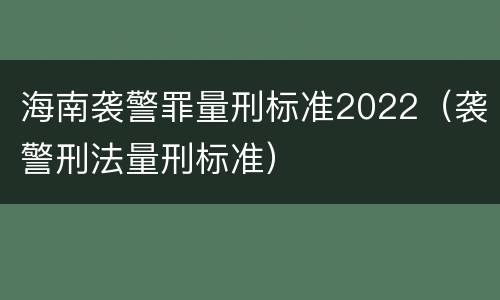 海南袭警罪量刑标准2022（袭警刑法量刑标准）