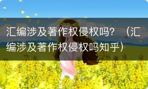 汇编涉及著作权侵权吗？（汇编涉及著作权侵权吗知乎）