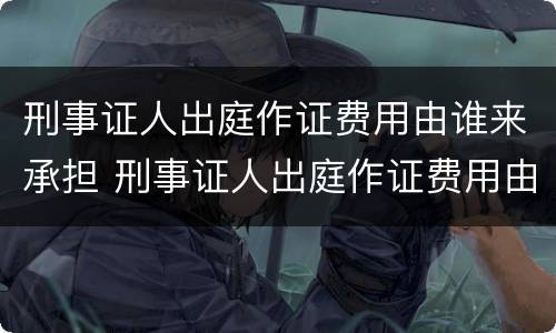 刑事证人出庭作证费用由谁来承担 刑事证人出庭作证费用由谁来承担责任