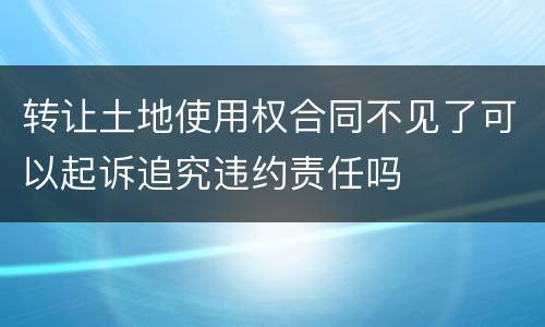 转让土地使用权合同不见了可以起诉追究违约责任吗