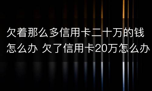 欠着那么多信用卡二十万的钱怎么办 欠了信用卡20万怎么办