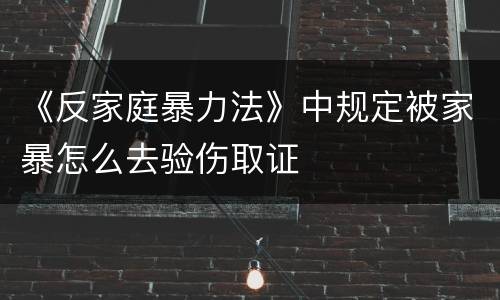 《反家庭暴力法》中规定被家暴怎么去验伤取证