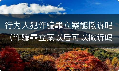 行为人犯诈骗罪立案能撤诉吗（诈骗罪立案以后可以撤诉吗）