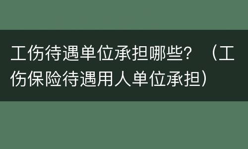 工伤待遇单位承担哪些？（工伤保险待遇用人单位承担）