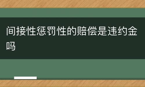 间接性惩罚性的赔偿是违约金吗