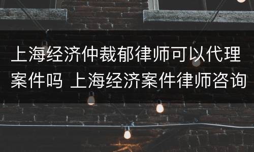 上海经济仲裁郁律师可以代理案件吗 上海经济案件律师咨询