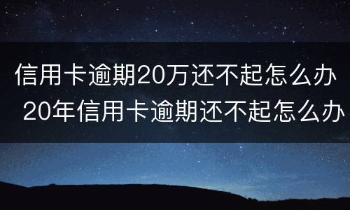 信用卡逾期20万还不起怎么办 20年信用卡逾期还不起怎么办