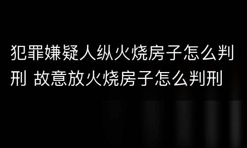 犯罪嫌疑人纵火烧房子怎么判刑 故意放火烧房子怎么判刑