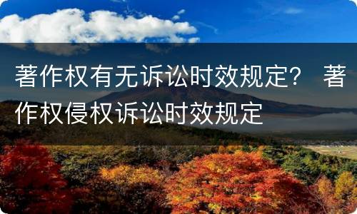 著作权有无诉讼时效规定？ 著作权侵权诉讼时效规定