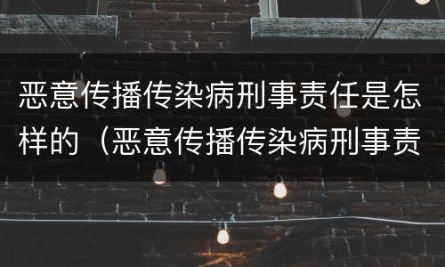 恶意传播传染病刑事责任是怎样的（恶意传播传染病刑事责任是怎样的案例）