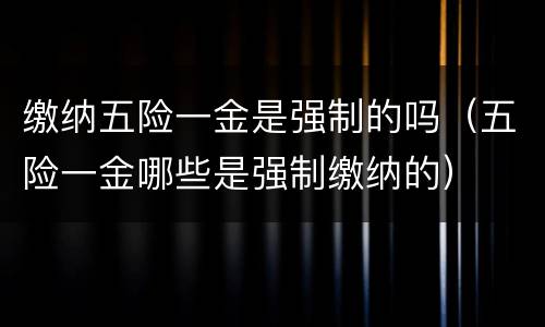 缴纳五险一金是强制的吗（五险一金哪些是强制缴纳的）