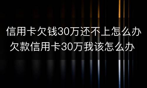 信用卡欠钱30万还不上怎么办 欠款信用卡30万我该怎么办