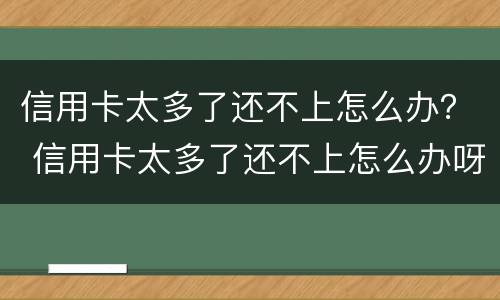信用卡太多了还不上怎么办？ 信用卡太多了还不上怎么办呀