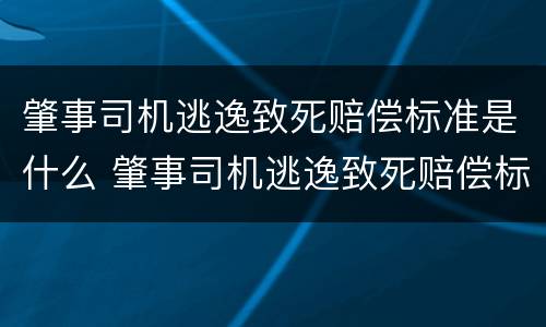 肇事司机逃逸致死赔偿标准是什么 肇事司机逃逸致死赔偿标准是什么意思