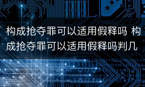 构成抢夺罪可以适用假释吗 构成抢夺罪可以适用假释吗判几年