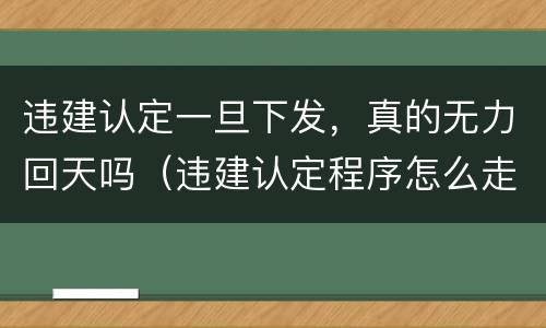 违建认定一旦下发，真的无力回天吗（违建认定程序怎么走）