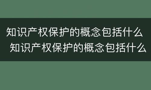 知识产权保护的概念包括什么 知识产权保护的概念包括什么内容