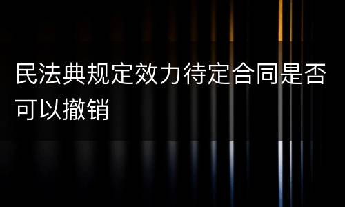 民法典规定效力待定合同是否可以撤销