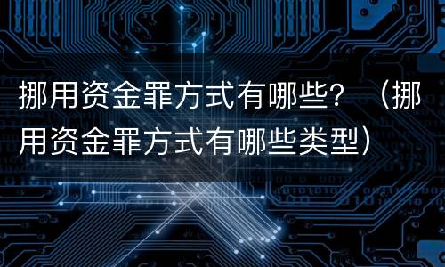 挪用资金罪方式有哪些？（挪用资金罪方式有哪些类型）