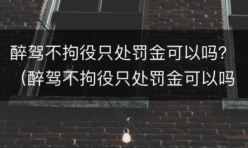 醉驾不拘役只处罚金可以吗？（醉驾不拘役只处罚金可以吗多少钱）