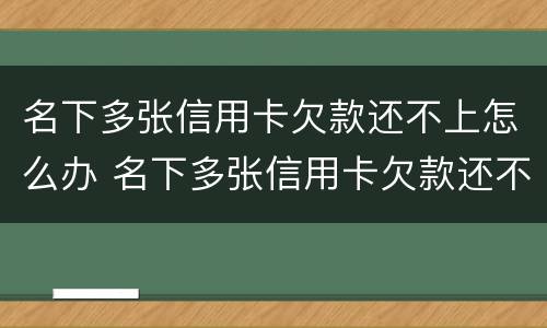 名下多张信用卡欠款还不上怎么办 名下多张信用卡欠款还不上怎么办呢