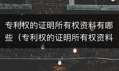 专利权的证明所有权资料有哪些（专利权的证明所有权资料有哪些内容）