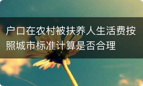 户口在农村被扶养人生活费按照城市标准计算是否合理