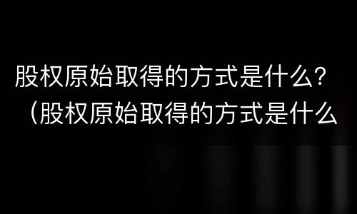 股权原始取得的方式是什么？（股权原始取得的方式是什么样的）