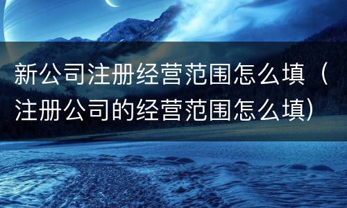 新公司注册经营范围怎么填（注册公司的经营范围怎么填）